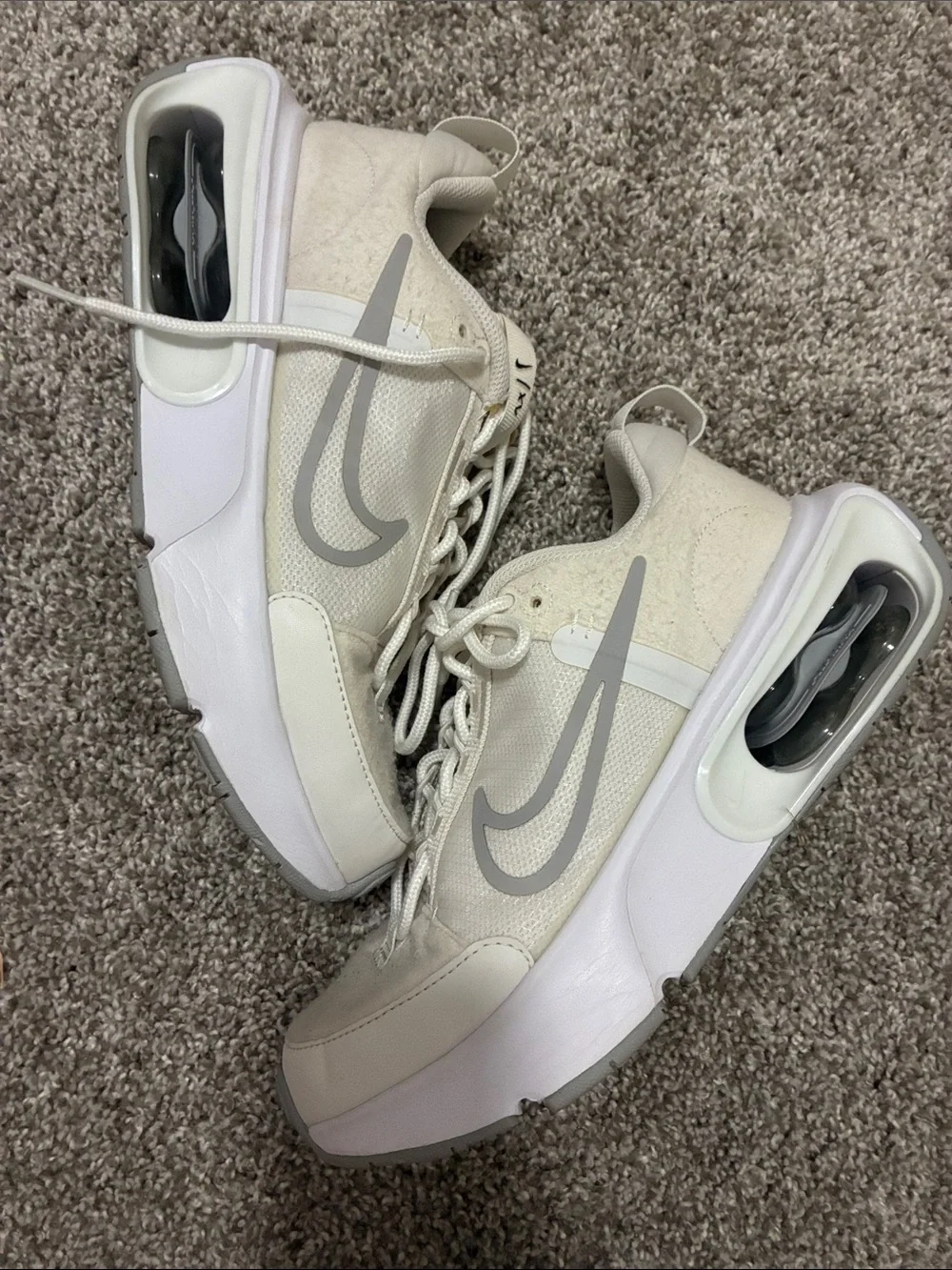 Nike Women’s White and Light Gray Air Max-Style Lace-Up Sneakers